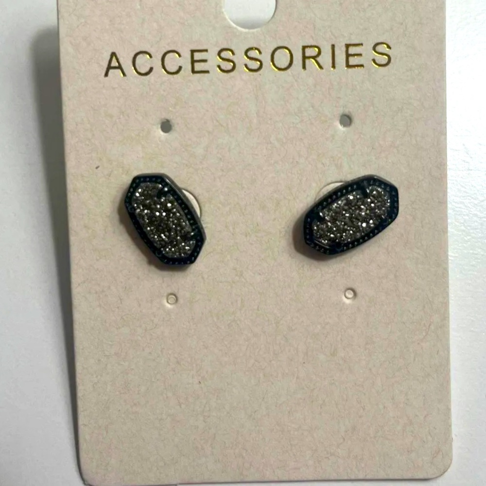Kendra Scott Drusy Gunmetal Earring Studs